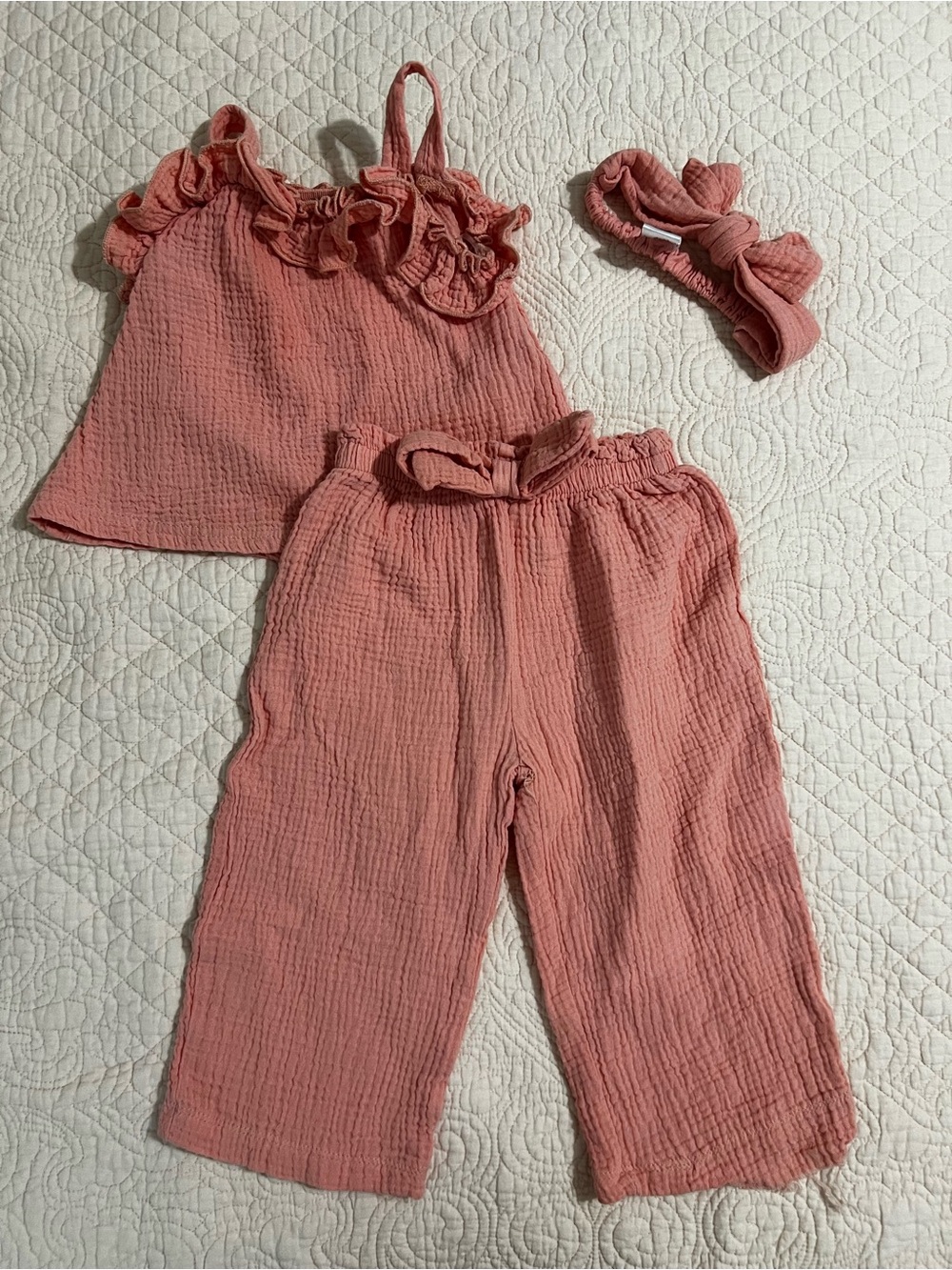Rachel Zoe Kids Matching Set Coral Pink Cotton Top